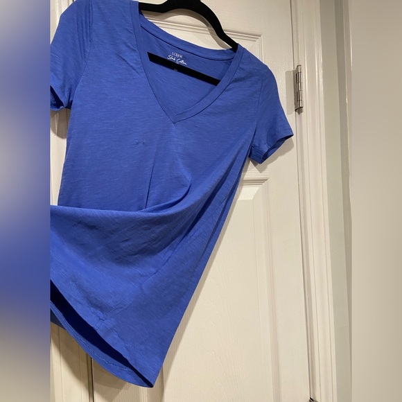 NWOT J. Crew Size XS Blue Slub Tee Shirt V Neck Short Sleeve Lightweight - Picture 2 of 12